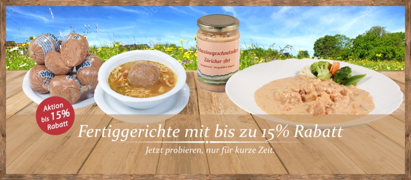 Fertiggerichte mit bis zu 15% Rabatt