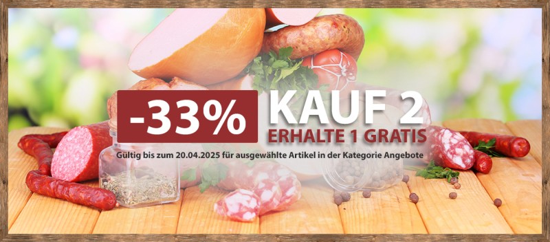 Kauf 2 + 1 gratis Aktion mit 33% Rabatt!